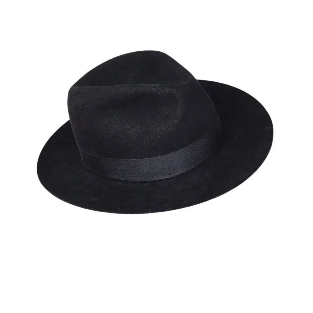 Worth & Worth Christy's London Fine Fur Felt NWOT Fedora Black 7 3/8 England